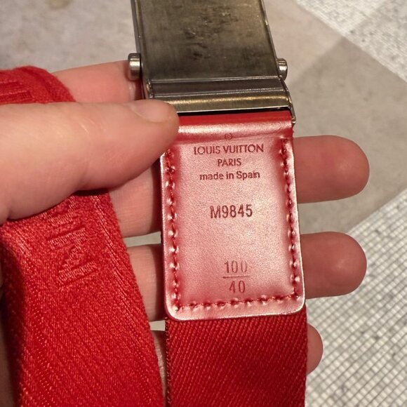 Louis Vuitton Bengal Inventeur Red Nylon Logo Belt. - Picture 5 of 7